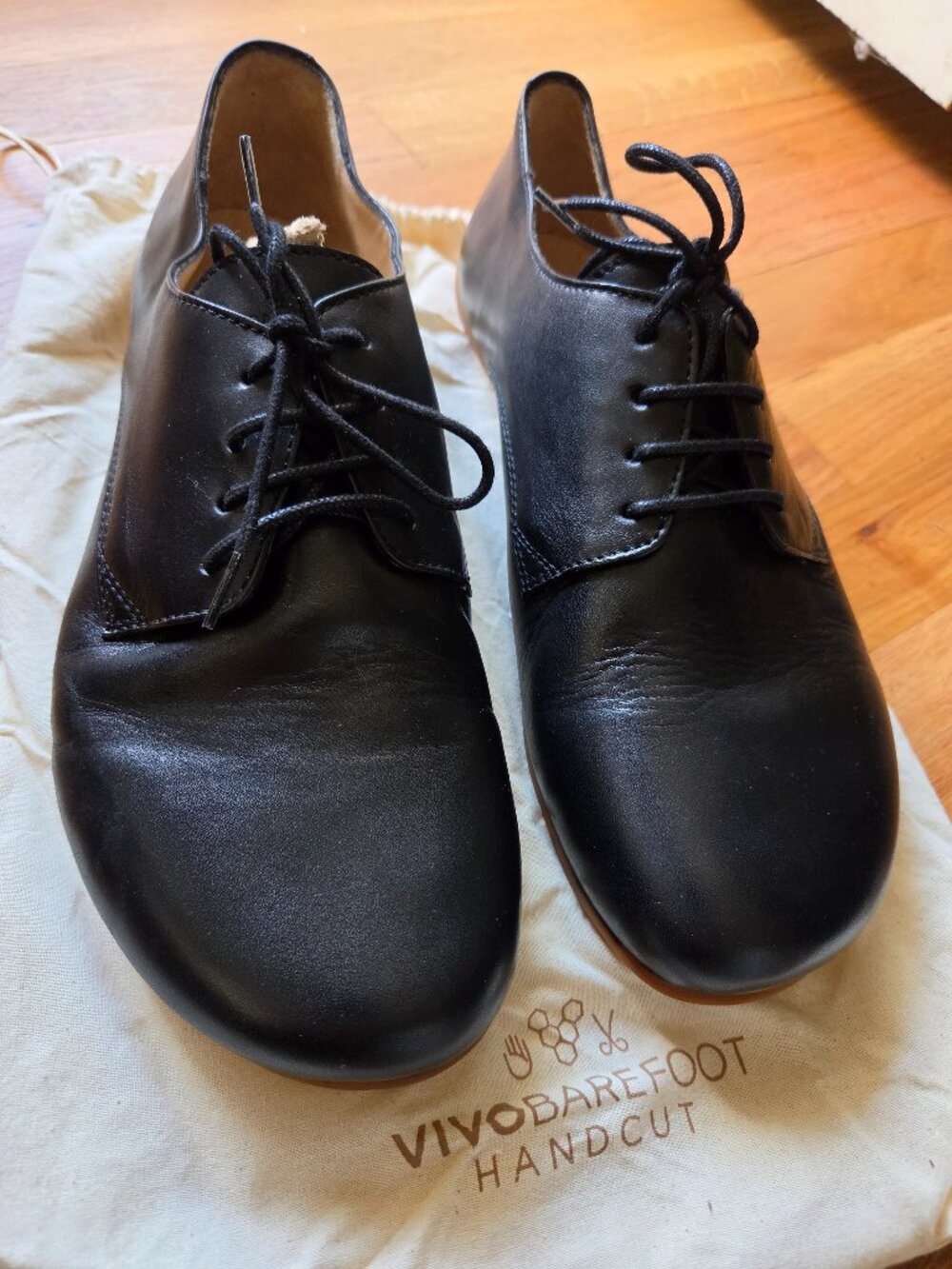 NEW Vivobarefoot Lisbon Black Leather Handcrafted Dress Shoes EU 45M / US12